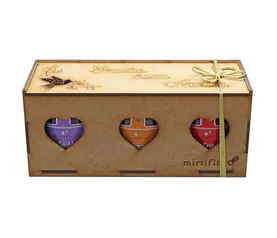 Caixa de doce de mirtilo, abóbora e framboesa